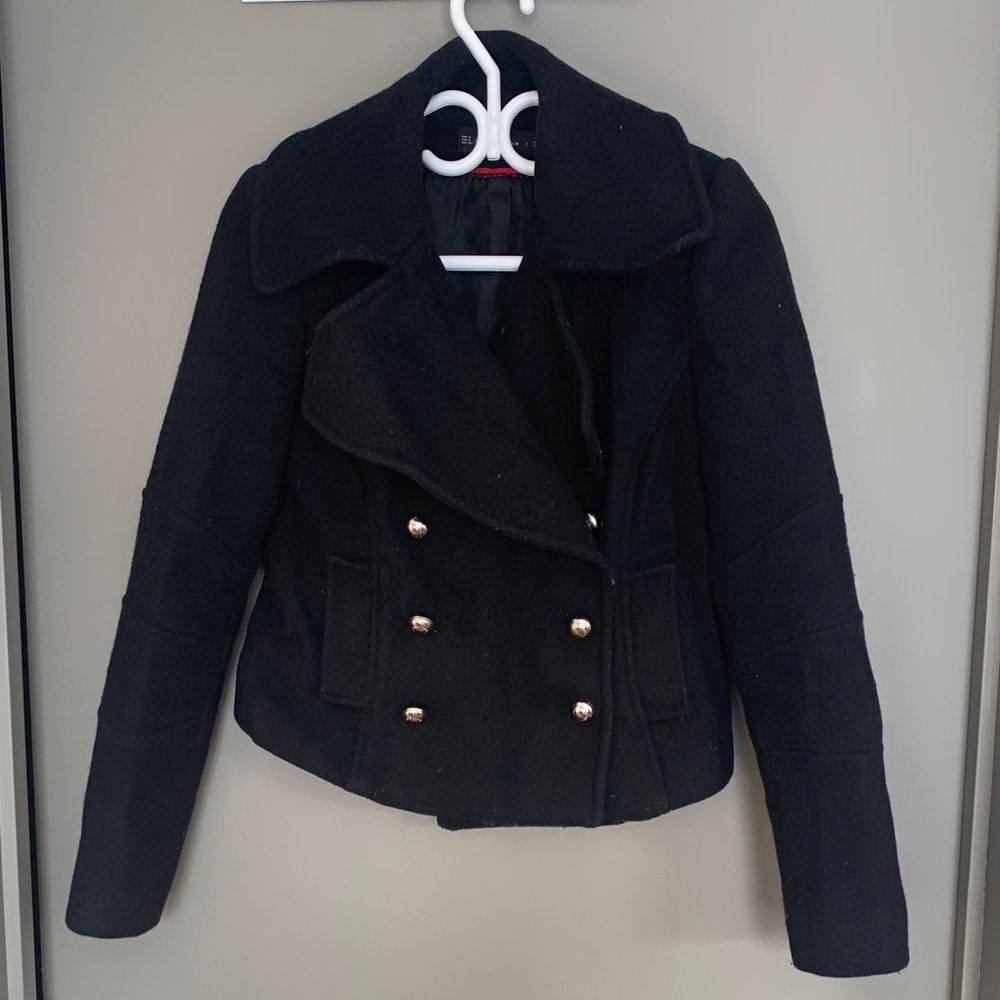 ZARA Women's Black Double-Breasted Jacket